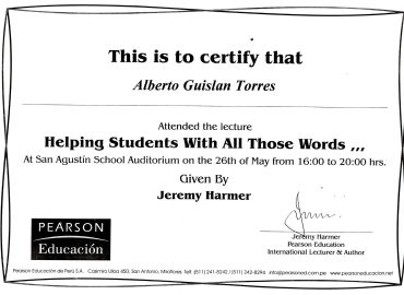 Certificate - Pearson Education