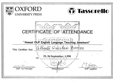 Certificate of Attendance - Oxford University